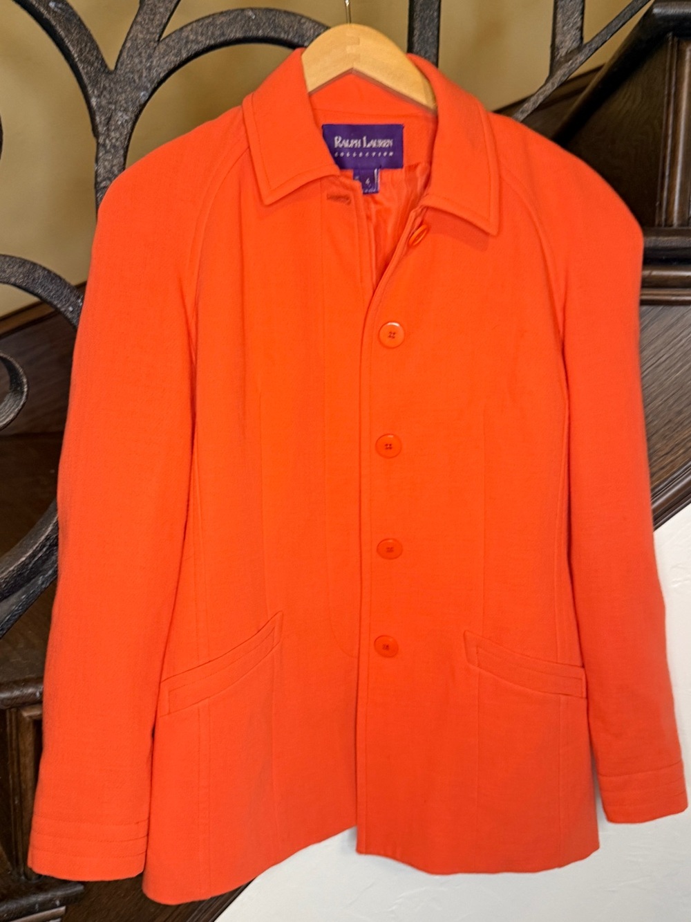 RALPH LAUREN Collection PURPLE LABEL Orange Wool Blazer Size 4 Vintage RARE Fab!